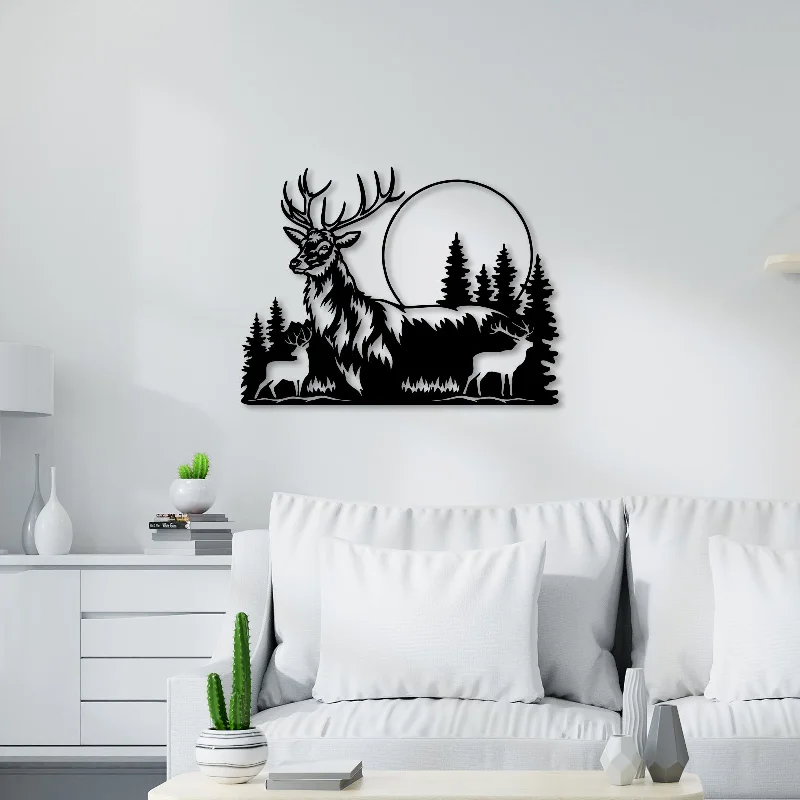 retro city prints for wall-Swamp Deer Metal Wall Art