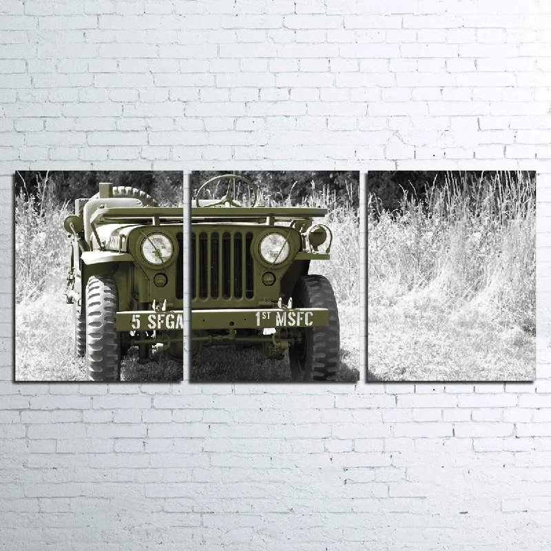 modern landscape paintings for home-Jeep Willys Military Canvas Set